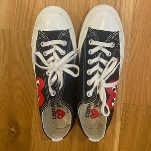 Comme des garcons low top black converse size 7